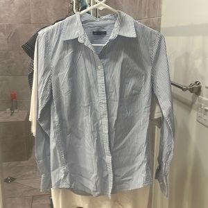 Blue and white button up shirt